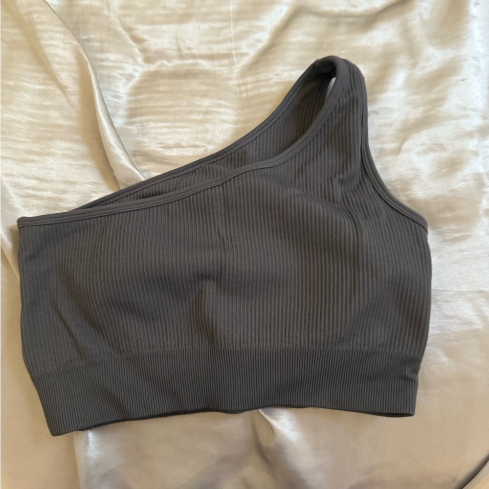 One-Shoulder Gray Sports Bra